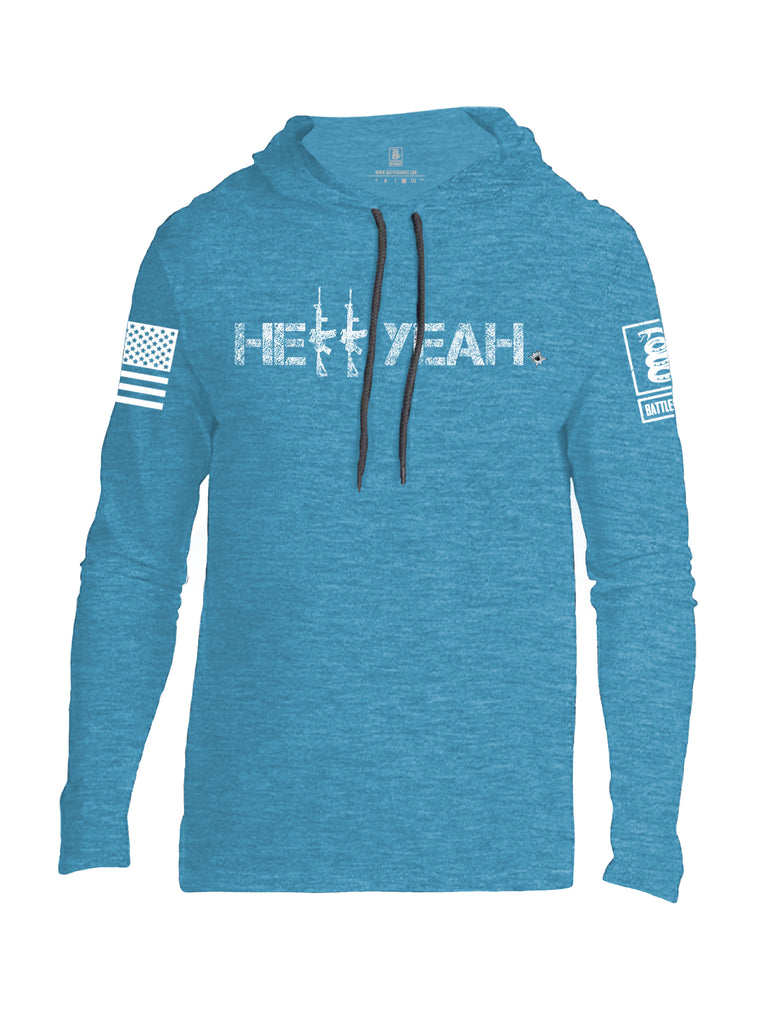 Battleraddle Hell Yeah White Sleeve Print Mens Thin Cotton Lightweight Hoodie