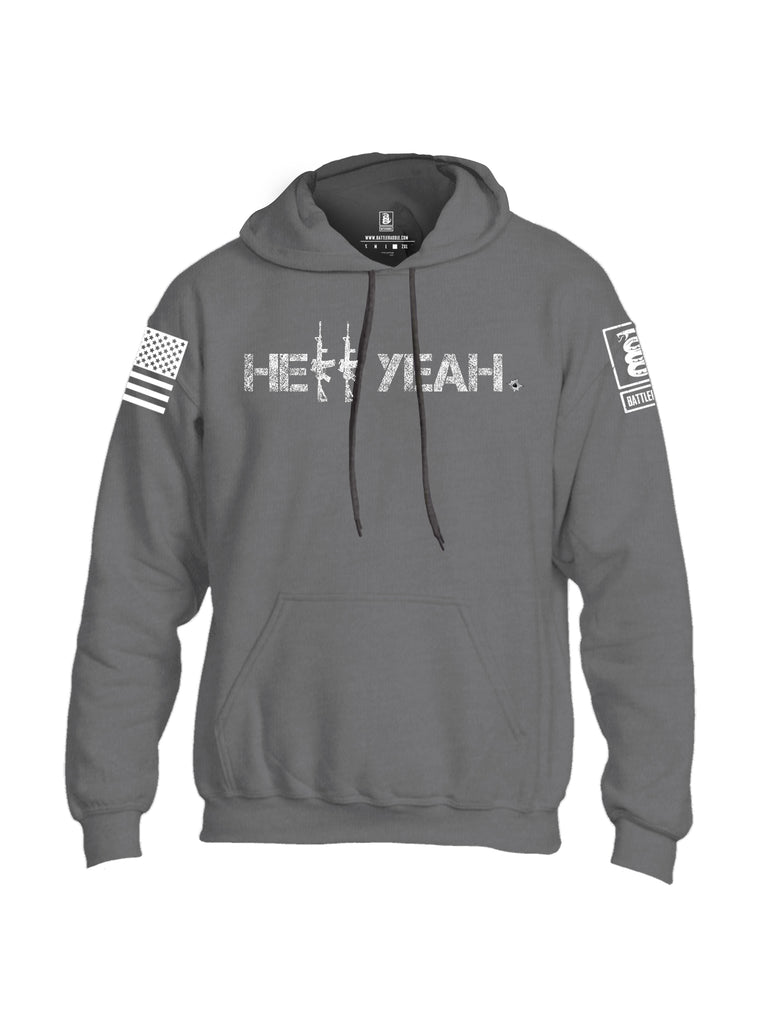Battleraddle Hell Yeah White Sleeve Print Mens Blended Hoodie With Pockets