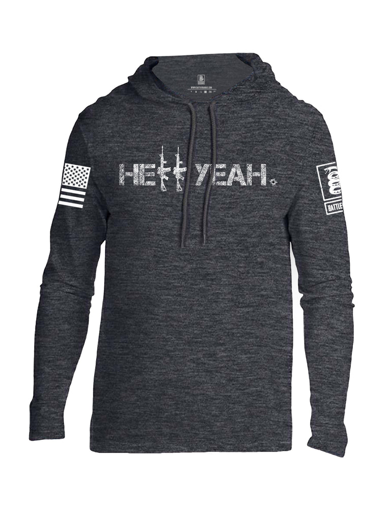 Battleraddle Hell Yeah White Sleeve Print Mens Thin Cotton Lightweight Hoodie