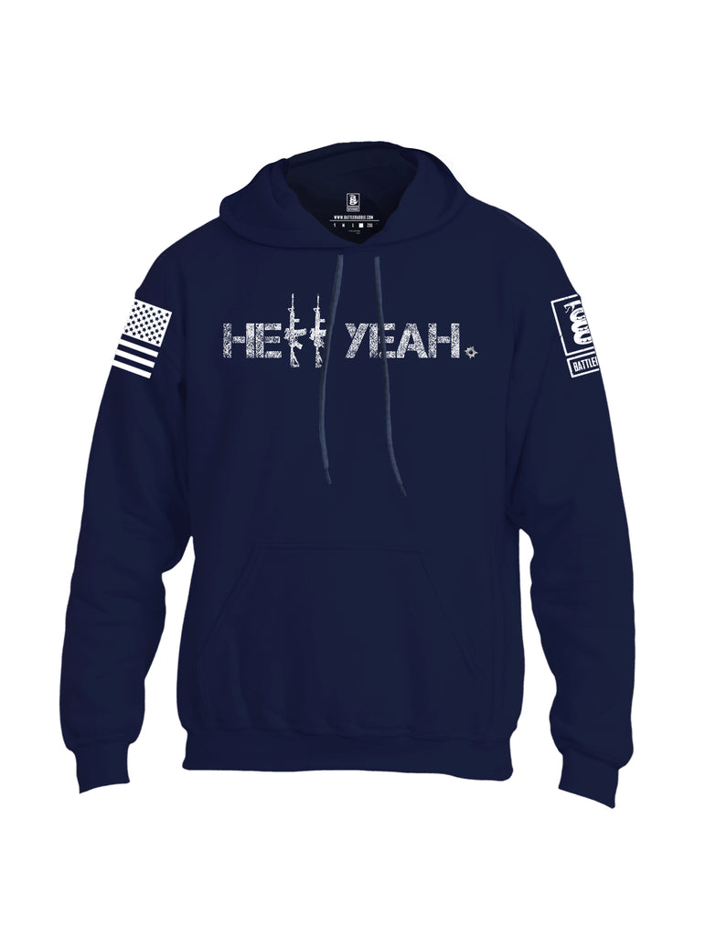 Battleraddle Hell Yeah White Sleeve Print Mens Blended Hoodie With Pockets
