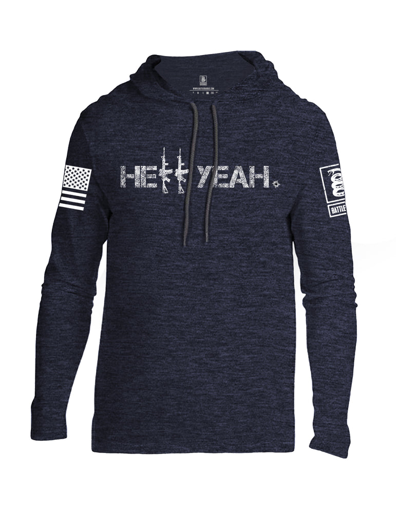 Battleraddle Hell Yeah White Sleeve Print Mens Thin Cotton Lightweight Hoodie