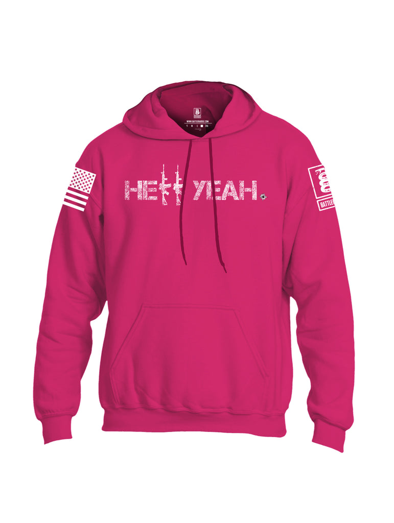 Battleraddle Hell Yeah White Sleeve Print Mens Blended Hoodie With Pockets