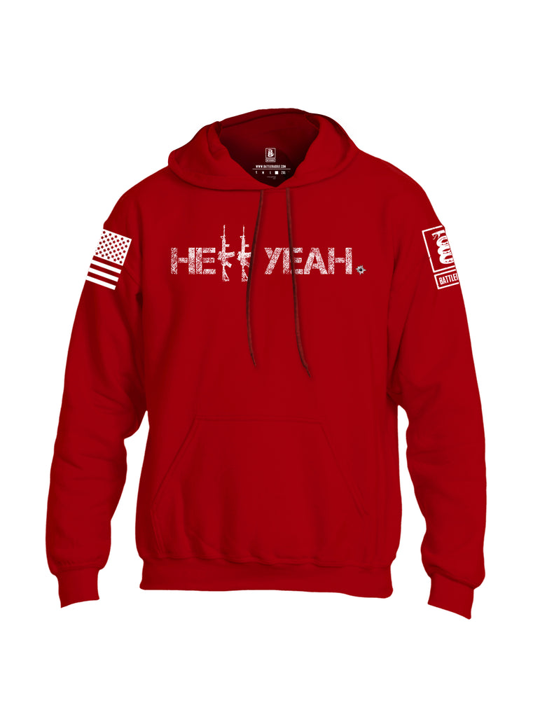 Battleraddle Hell Yeah White Sleeve Print Mens Blended Hoodie With Pockets