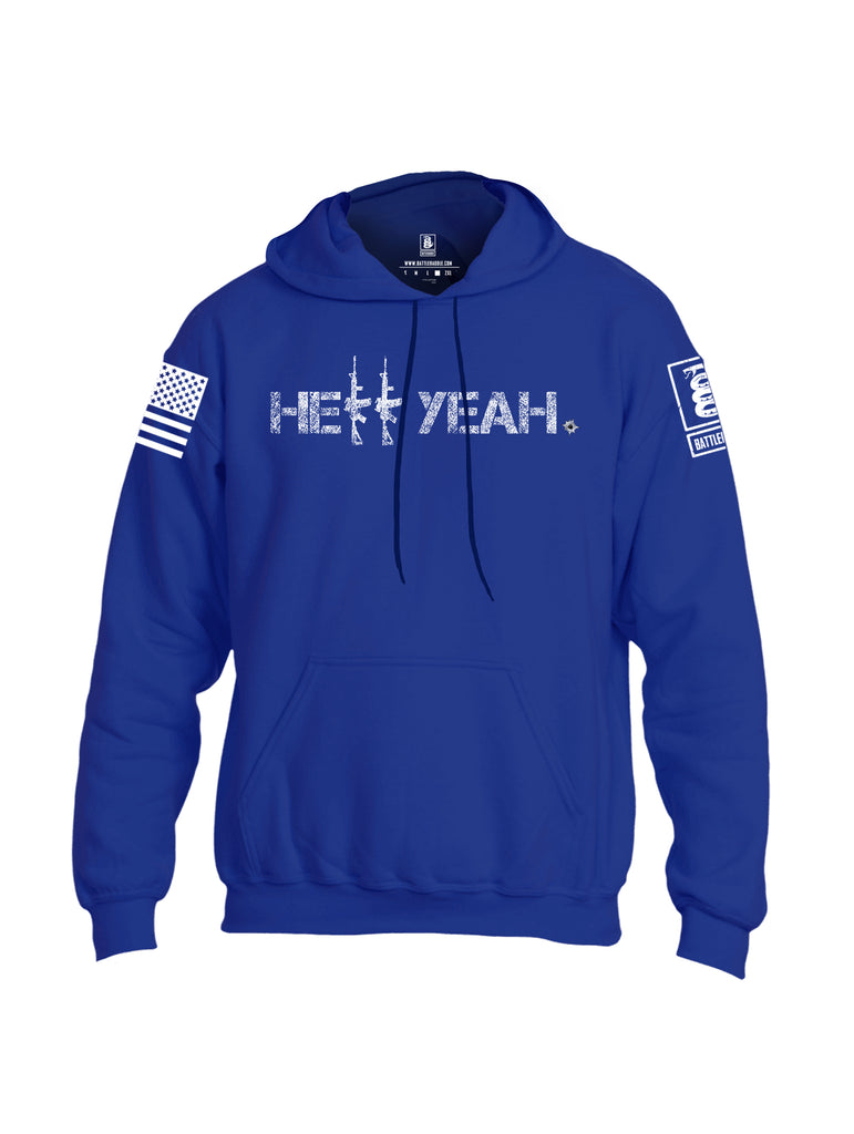 Battleraddle Hell Yeah White Sleeve Print Mens Blended Hoodie With Pockets