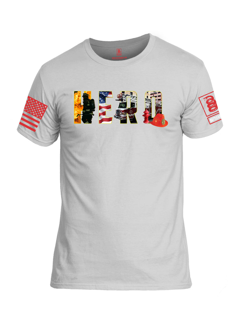 Battleraddle Hero Red Sleeve Print Mens Cotton Crew Neck T Shirt
