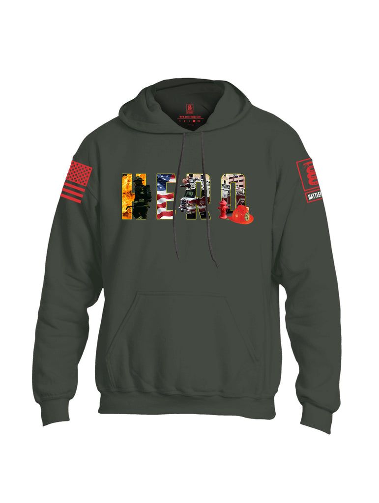 Battleraddle Hero Red Sleeve Print Mens Blended Hoodie With Pockets