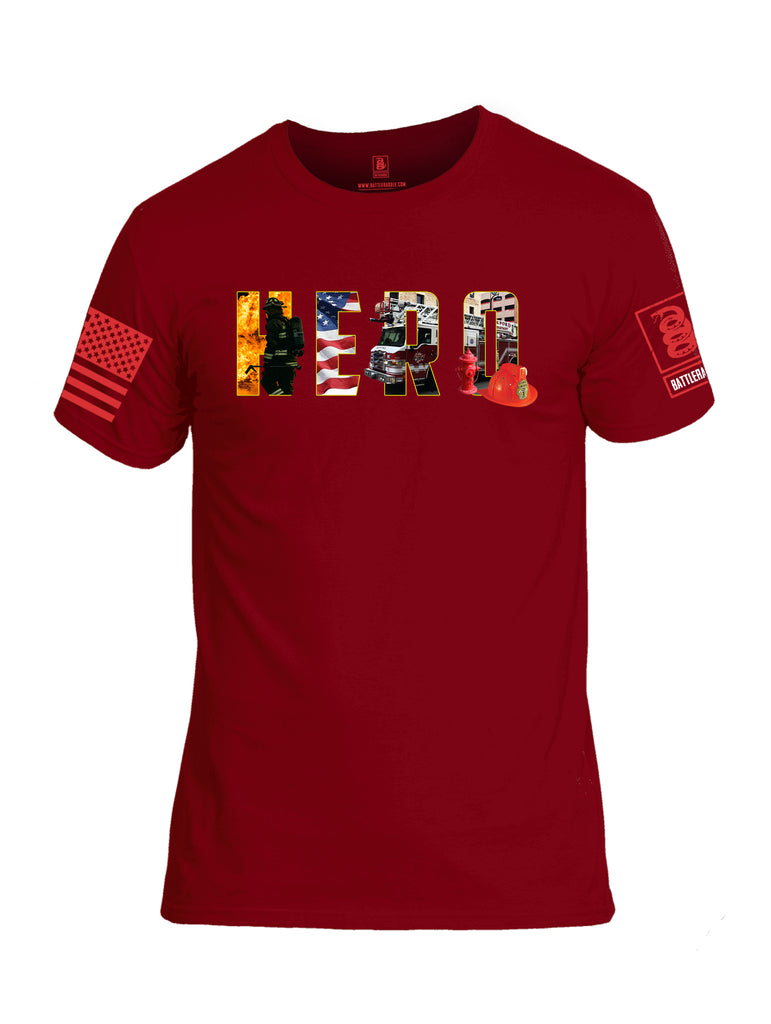 Battleraddle Hero Red Sleeve Print Mens Cotton Crew Neck T Shirt