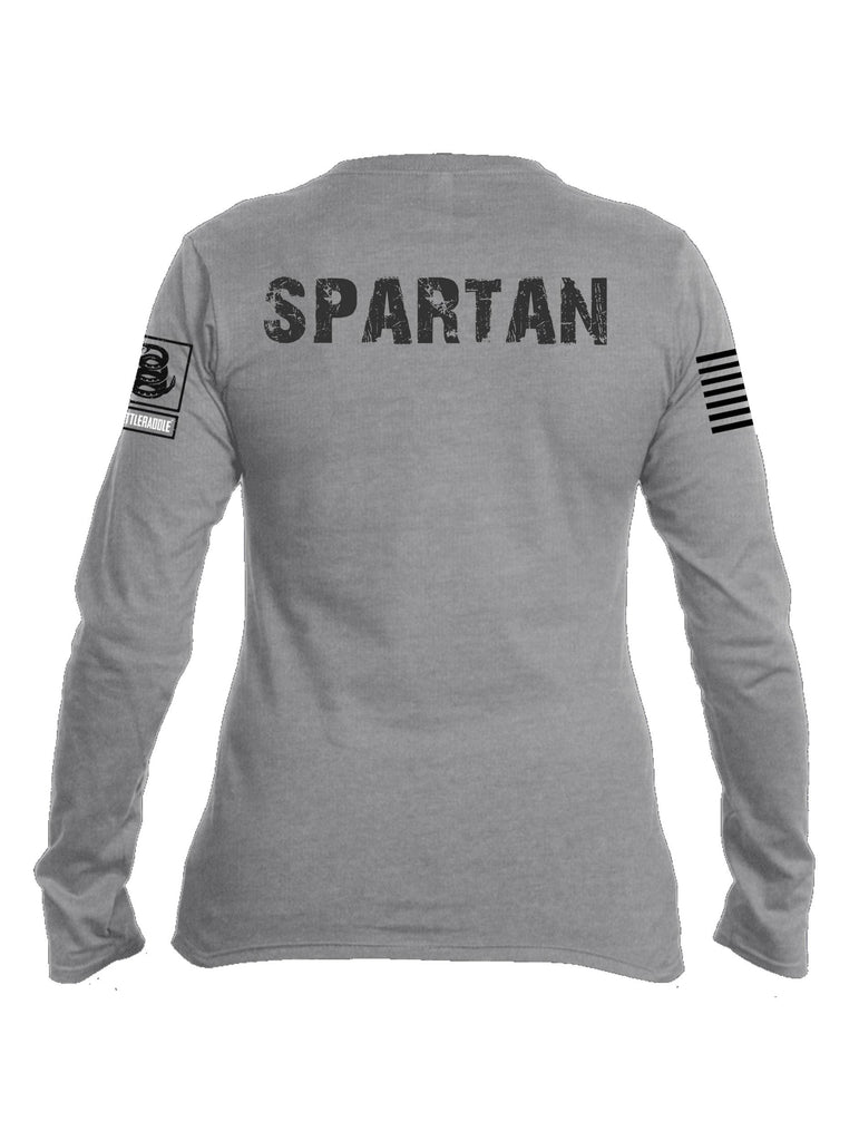 Battleraddle Vintage Spartan Black Sleeve Print Womens Cotton Long Sleeve Crew Neck T Shirt shirt|custom|veterans|Women-Long Sleeves Crewneck Shirt