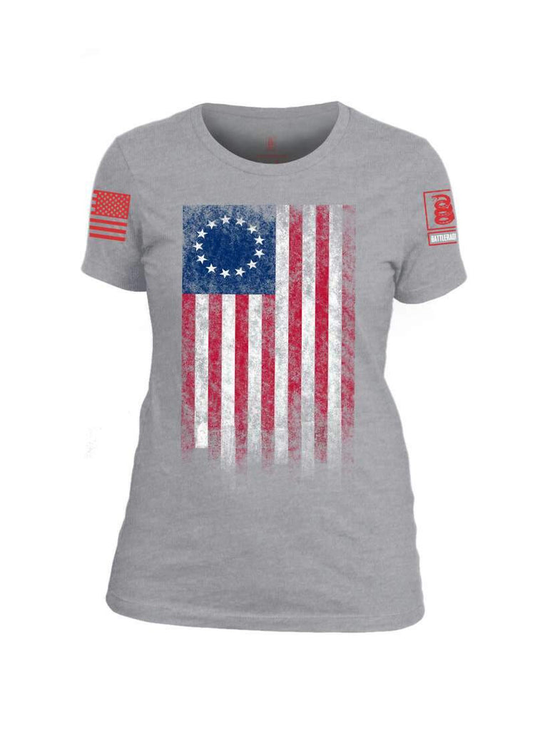 Battleraddle Thirteen Colonies Flag Red Sleeve Print Womens Cotton Crew Neck T Shirt shirt|custom|veterans|Apparel-Womens T Shirt-cotton