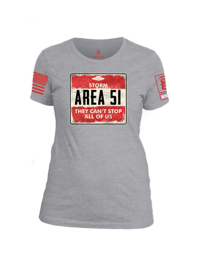 Battleraddle Storm Area 51 They Can't Stop All Of Us Red Sleeve Print Womens Cotton Crew Neck T Shirt