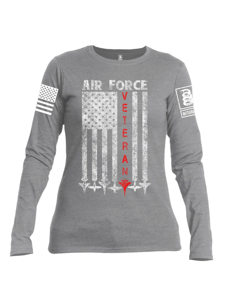 Battleraddle Air Force Veteran White Sleeve Print Womens Cotton Long Sleeve Crew Neck T Shirt shirt|custom|veterans|Women-Long Sleeves Crewneck Shirt