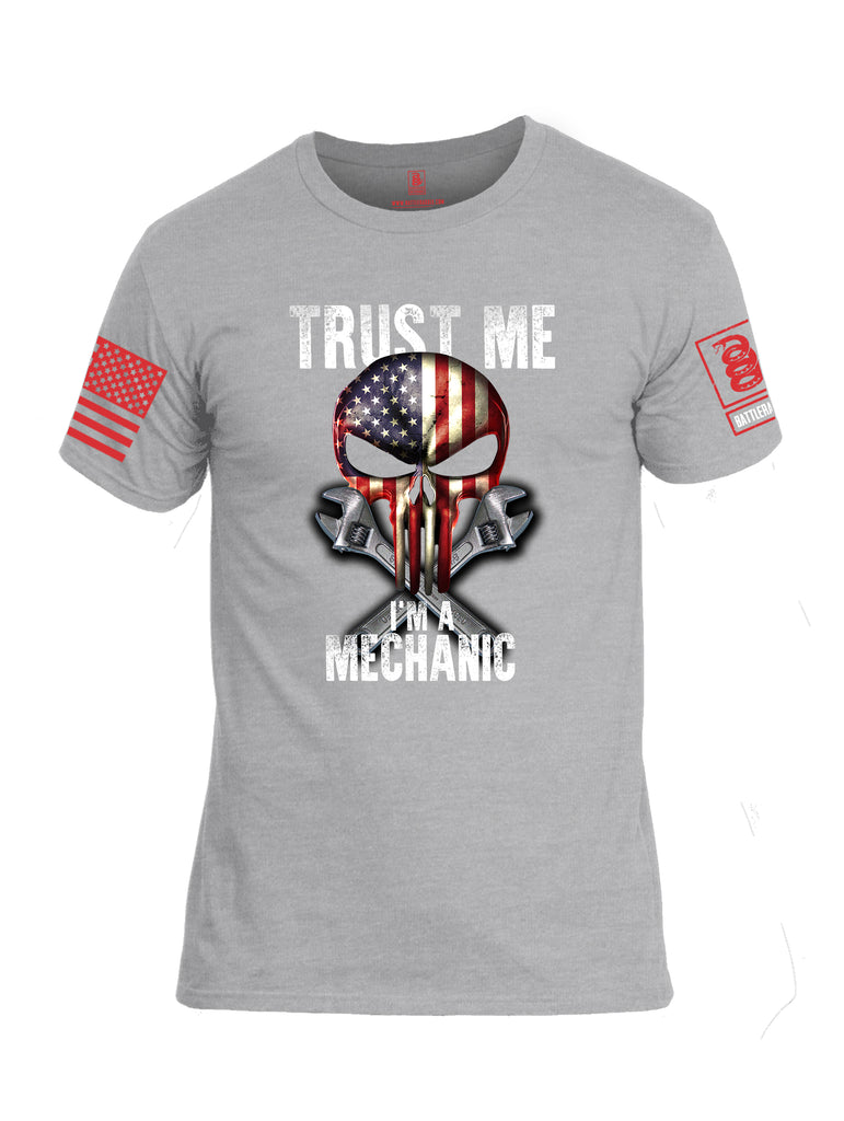 Battleraddle Trust Me I'm A Mechanic Red Sleeve Print Mens Cotton Crew Neck T Shirt