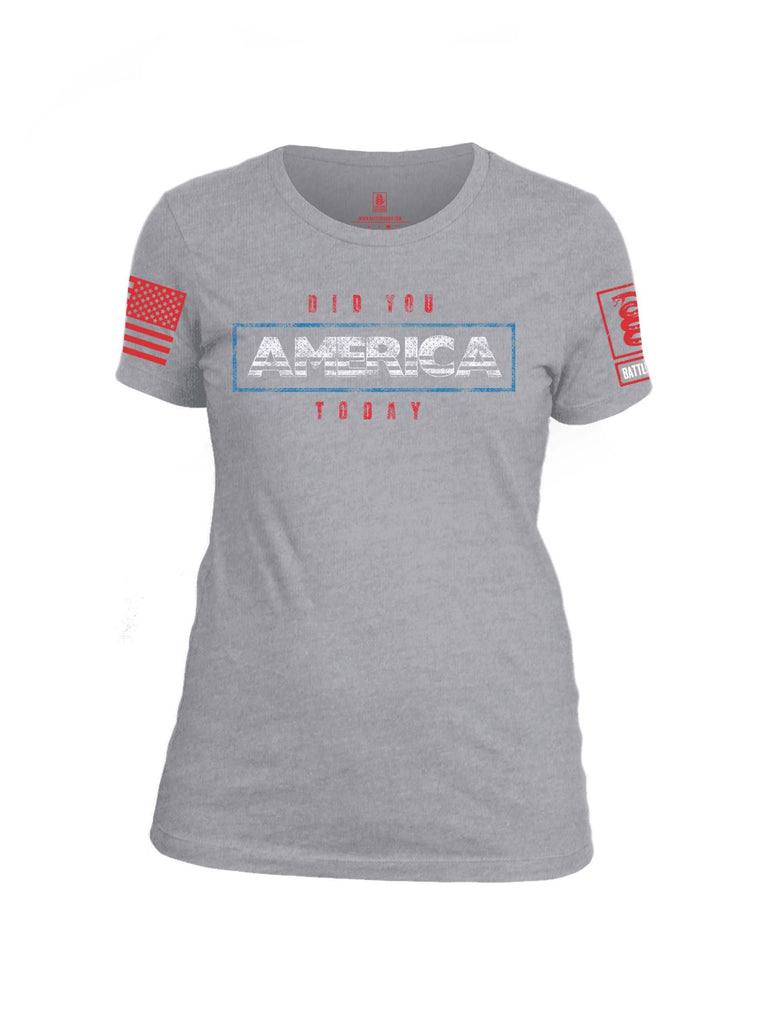 Battleraddle Did You America Today V1 Red Sleeve Print Womens Cotton Crew Neck T Shirt shirt|custom|veterans|Apparel-Womens T Shirt-cotton