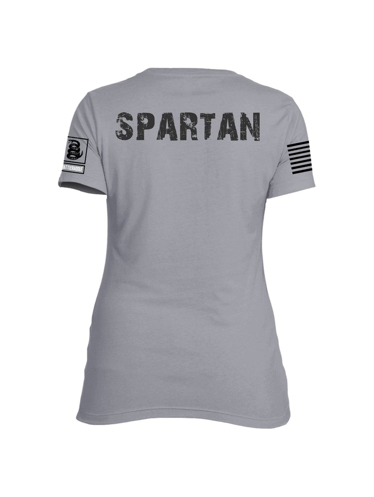 Battleraddle Vintage Spartan Black Sleeve Print Womens Cotton Crew Neck T Shirt shirt|custom|veterans|Apparel-Womens T Shirt-cotton