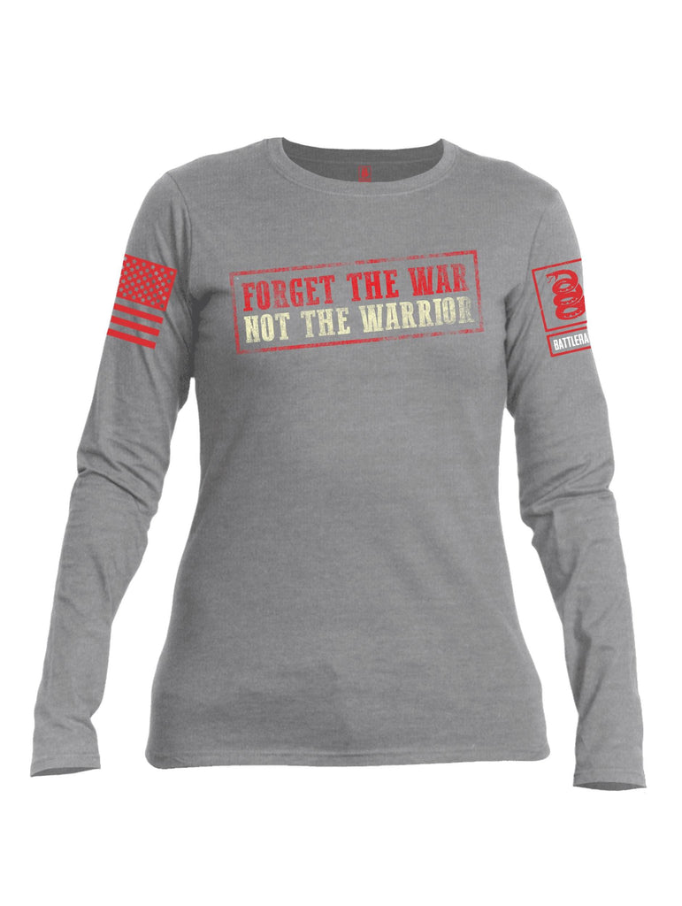 Battleraddle Forget The War Not The Warrior Red Sleeve Print Womens Cotton Long Sleeve Crew Neck T Shirt shirt|custom|veterans|Women-Long Sleeves Crewneck Shirt