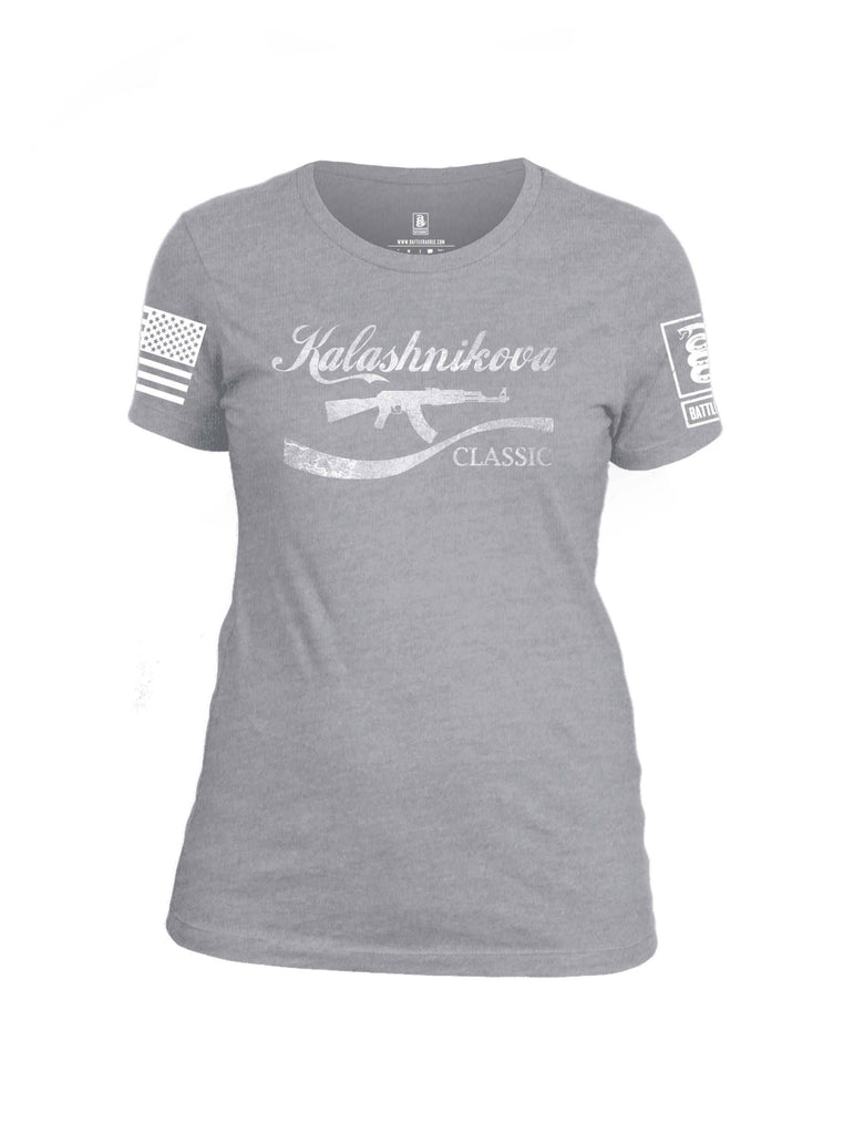 Battleraddle Kalashnikova Rifle Classic White Sleeve Print Womens Cotton Crew Neck T Shirt shirt|custom|veterans|Apparel-Womens T Shirt-cotton