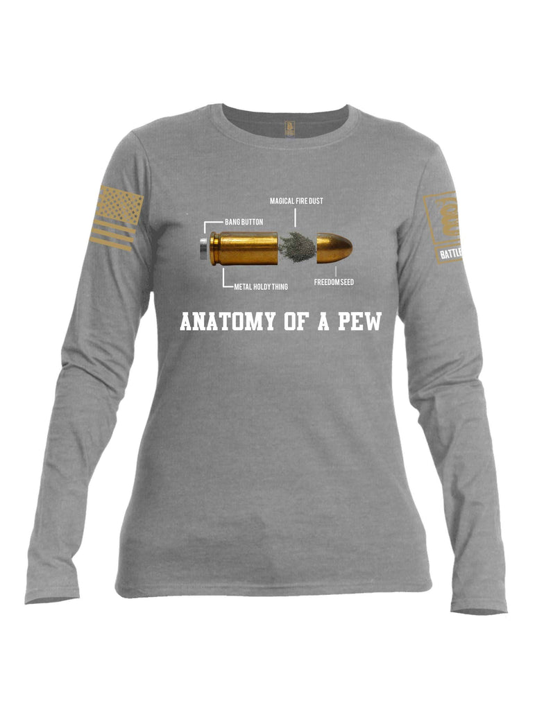 Battleraddle Anatomy Of A PEW Brass Sleeve Print Womens Cotton Long Sleeve Crew Neck T Shirt shirt|custom|veterans|Women-Long Sleeves Crewneck Shirt