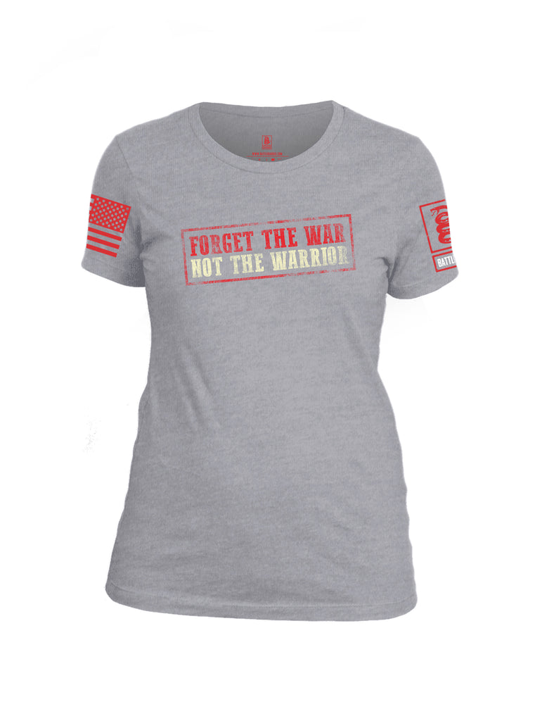 Battleraddle Forget The War Not The Warrior Red Sleeve Print Womens Cotton Crew Neck T Shirt