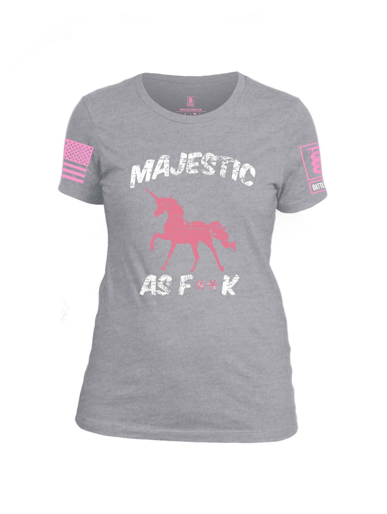 Battleraddle Majestic As F**k Pink Sleeve Print Womens Cotton Crew Neck T Shirt shirt|custom|veterans|Apparel-Womens T Shirt-cotton