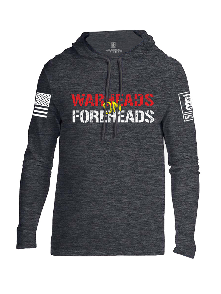 Battleraddle Warheads On Foreheads White Sleeve Print Mens Thin Cotton Lightweight Hoodie