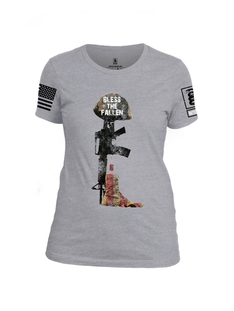 Battleraddle Bless The Fallen Black Sleeve Print Womens Cotton Crew Neck T Shirt