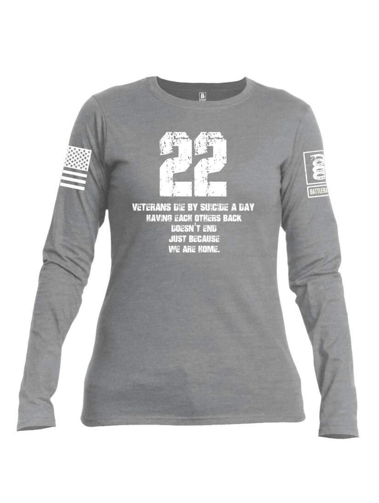 Battleraddle 22 Veterans Die By Suicide A Day White Sleeve Print Womens Cotton Long Sleeve Crew Neck T Shirt shirt|custom|veterans|Women-Long Sleeves Crewneck Shirt