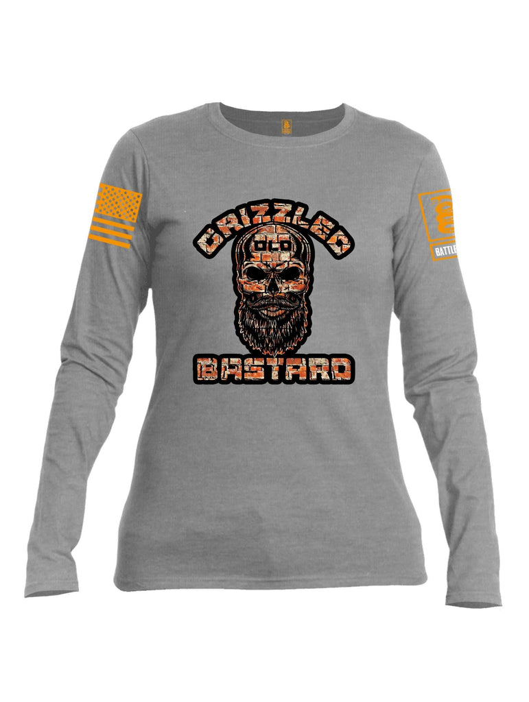 Battleraddle Grizzled Old Bastard Orange Sleeve Print Womens Cotton Long Sleeve Crew Neck T Shirt shirt|custom|veterans|Women-Long Sleeves Crewneck Shirt