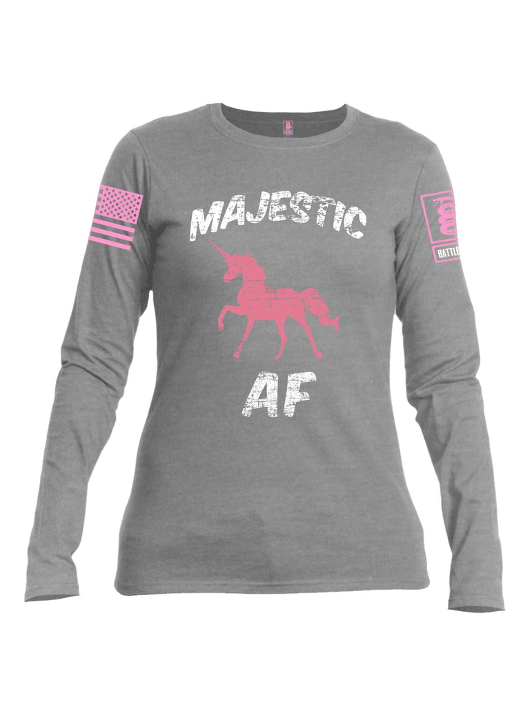 Battleraddle Majestic AF Pink Sleeve Print Womens Cotton Long Sleeve Crew Neck T Shirt shirt|custom|veterans|Women-Long Sleeves Crewneck Shirt