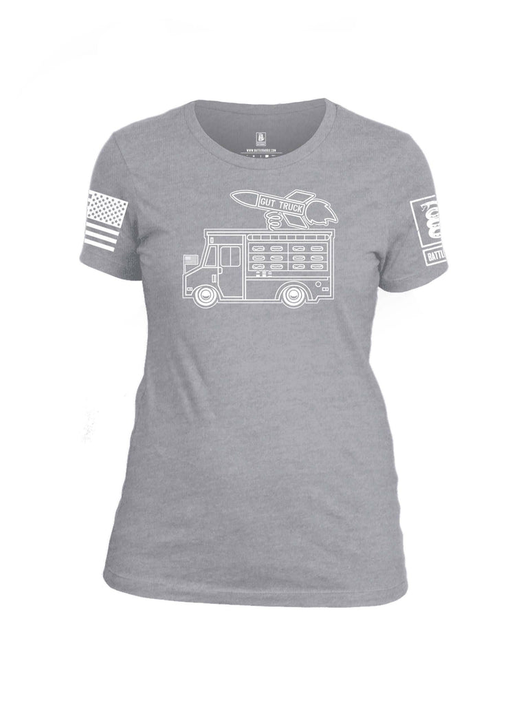 Battleraddle Gut Truck White Sleeve Print Womens Cotton Crew Neck T Shirt shirt|custom|veterans|Apparel-Womens T Shirt-cotton