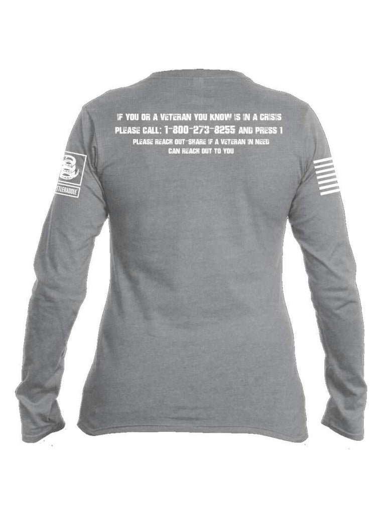 Battleraddle 22 Veterans Die By Suicide A Day White Sleeve Print Womens Cotton Long Sleeve Crew Neck T Shirt shirt|custom|veterans|Women-Long Sleeves Crewneck Shirt