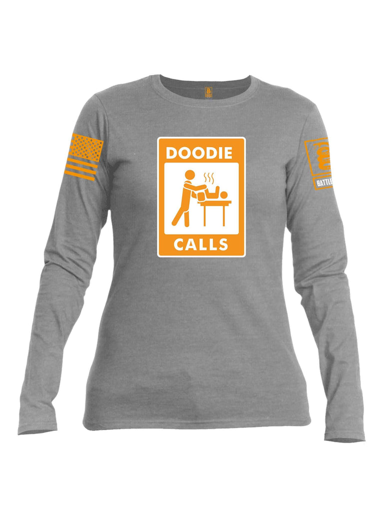 Battleraddle Doodie Calls Orange Sleeve Print Womens Cotton Long Sleeve Crew Neck T Shirt shirt|custom|veterans|Women-Long Sleeves Crewneck Shirt