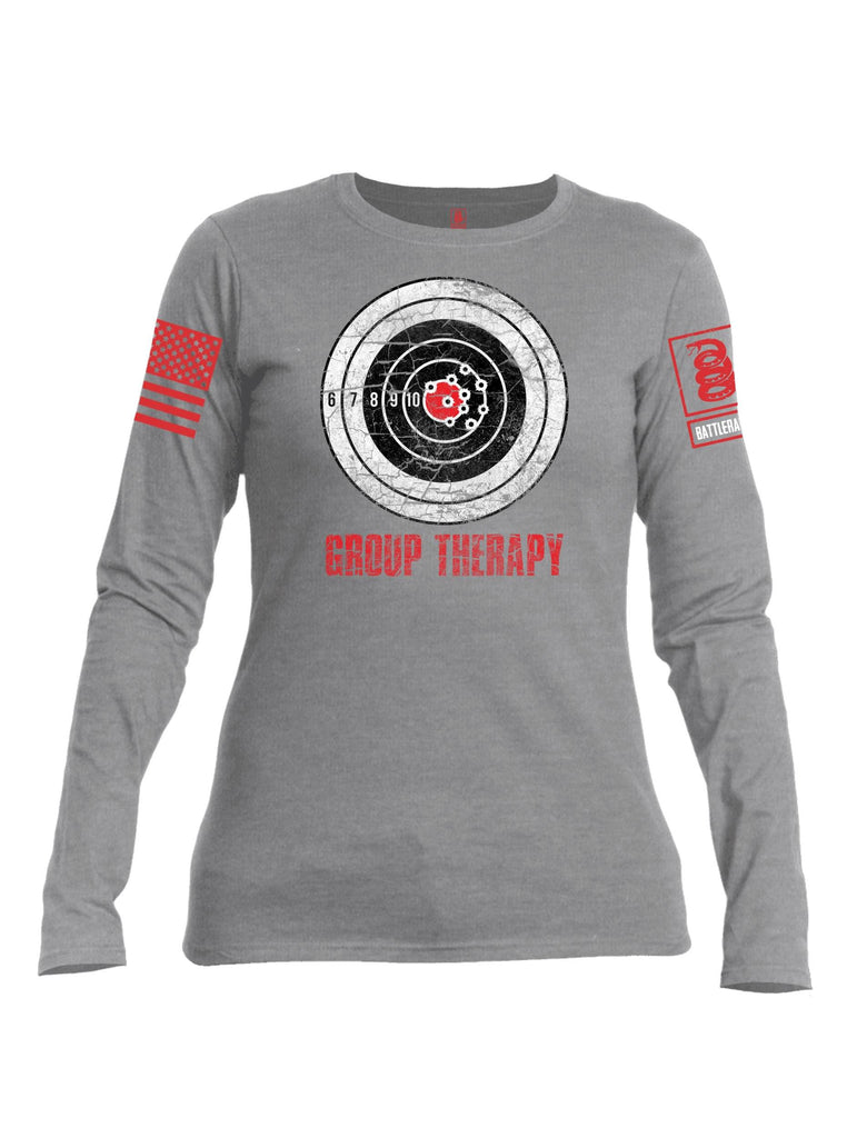 Battleraddle Group Therapy Red Sleeve Print Womens Cotton Long Sleeve Crew Neck T Shirt shirt|custom|veterans|Women-Long Sleeves Crewneck Shirt