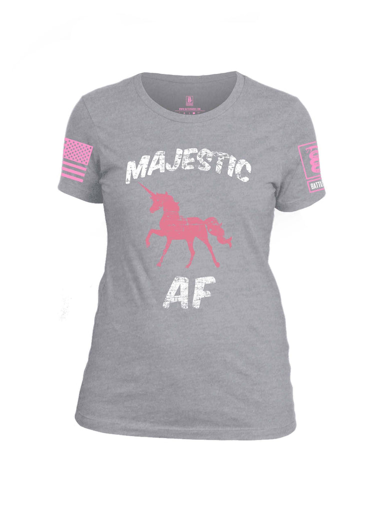 Battleraddle Majestic AF Pink Sleeve Print Womens Cotton Crew Neck T Shirt shirt|custom|veterans|Apparel-Womens T Shirt-cotton