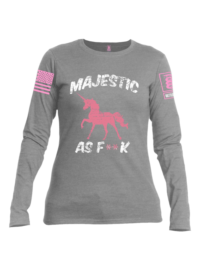 Battleraddle Majestic As F**k Pink Sleeve Print Womens Cotton Long Sleeve Crew Neck T Shirt shirt|custom|veterans|Women-Long Sleeves Crewneck Shirt
