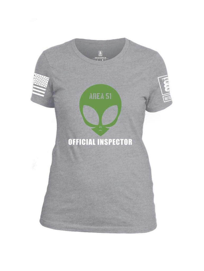 Battleraddle Area 51 Official Inspector White Sleeve Print Womens Cotton Crew Neck T Shirt shirt|custom|veterans|Apparel-Womens T Shirt-cotton