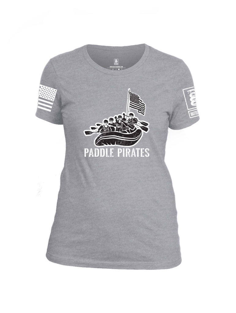 Battleraddle Paddle Pirates White Sleeve Print Womens Cotton Crew Neck T Shirt