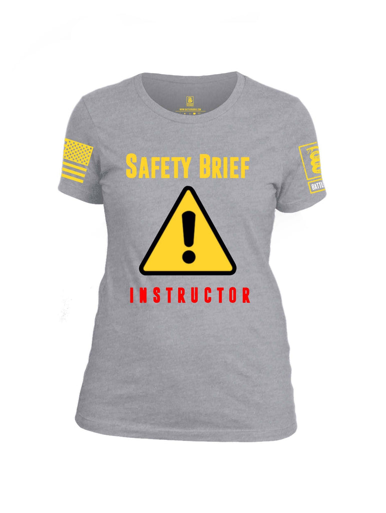 Battleraddle Safety Brief Instructor Yellow Sleeve Print Womens Cotton Crew Neck T Shirt shirt|custom|veterans|Apparel-Womens T Shirt-cotton