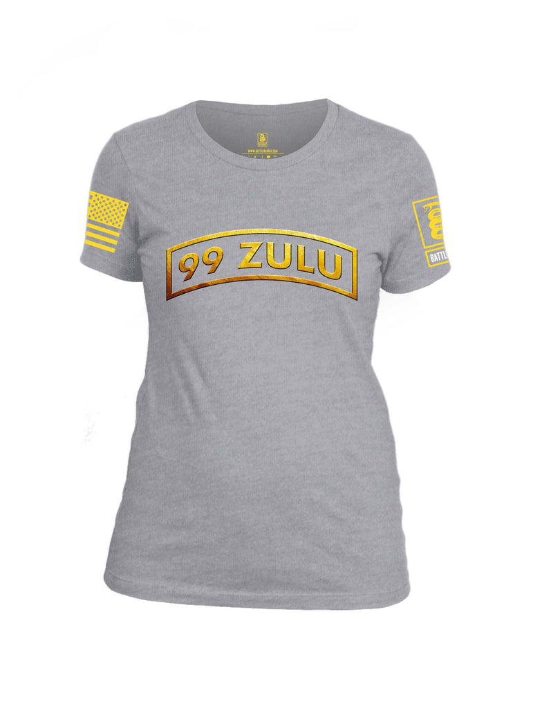 Battleraddle 99 Zulu Yellow Sleeve Print Womens Cotton Crew Neck T Shirt