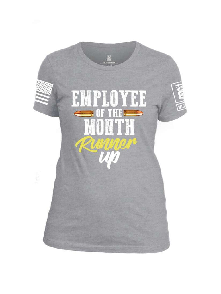 Battleraddle Employee Of The Month  Runner Up White Sleeve Print Womens Cotton Crew Neck T Shirt