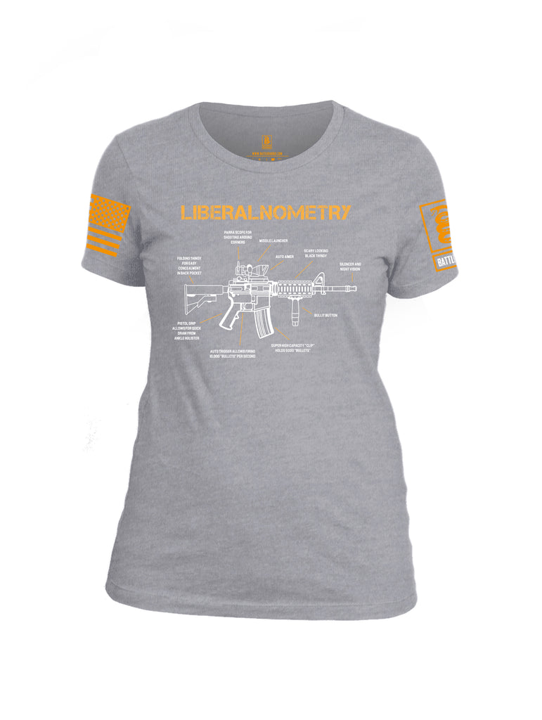 Battleraddle Liberalnometry V1 Orange Sleeve Print Womens Cotton Crew Neck T Shirt