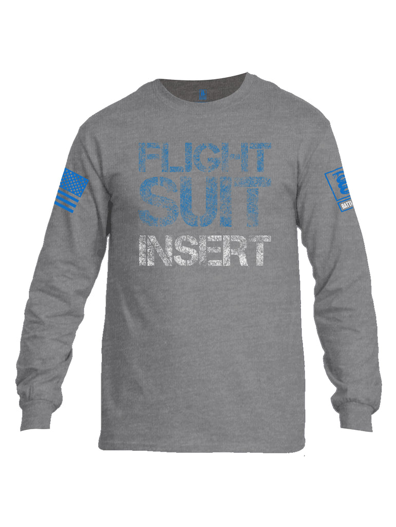 Battleraddle Flight Suit Insert Blue Sleeve Print Mens Cotton Long Sleeve Crew Neck T Shirt