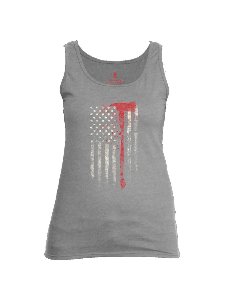 Battleraddle Firefighter Axe USA Flag Womens Cotton Tank Top shirt|custom|veterans|Apparel-Womens Tank Tops-Cotton