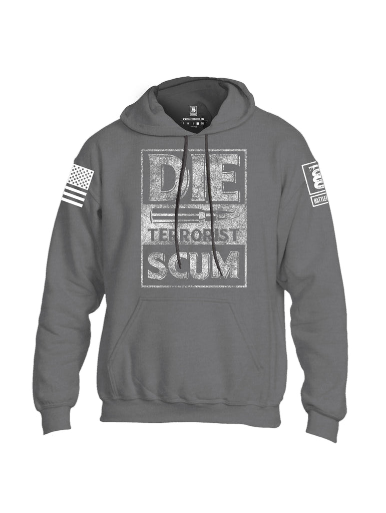 Battleraddle Die Terrorist Scum White Sleeve Print Mens Blended Hoodie With Pockets