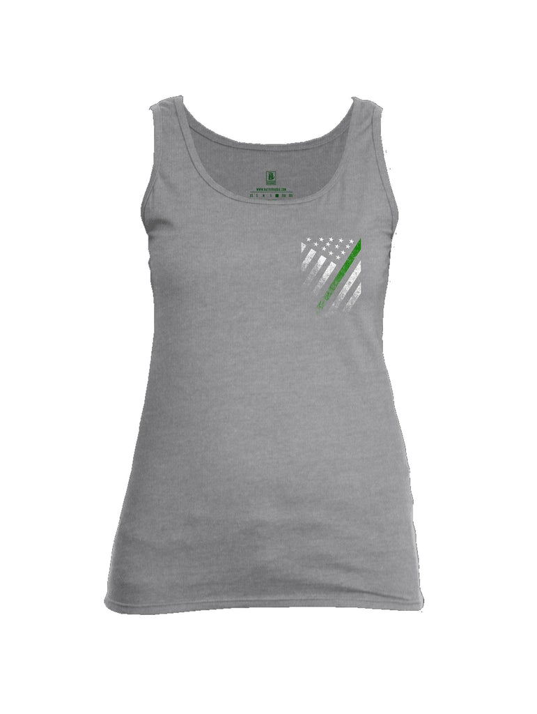 Battleraddle USA Green Thin Line Series Flag Womens Cotton Tank Top shirt|custom|veterans|Apparel-Womens Tank Tops-Cotton