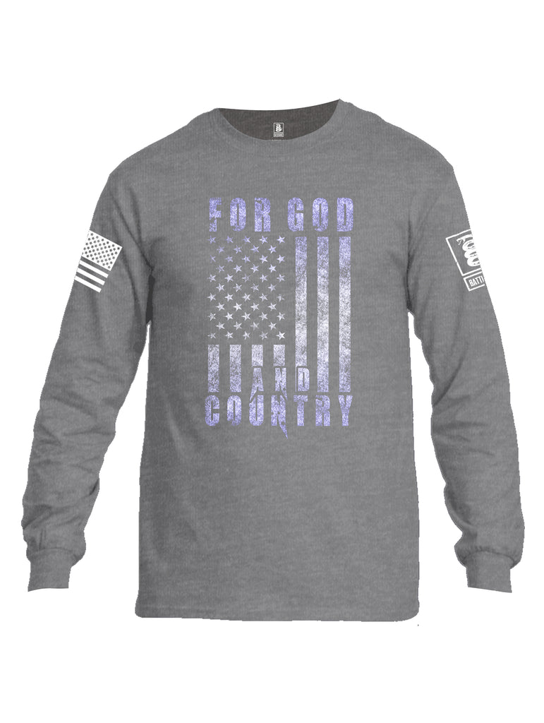 Battleraddle For God And Country White Sleeve Print Mens Cotton Long Sleeve Crew Neck T Shirt