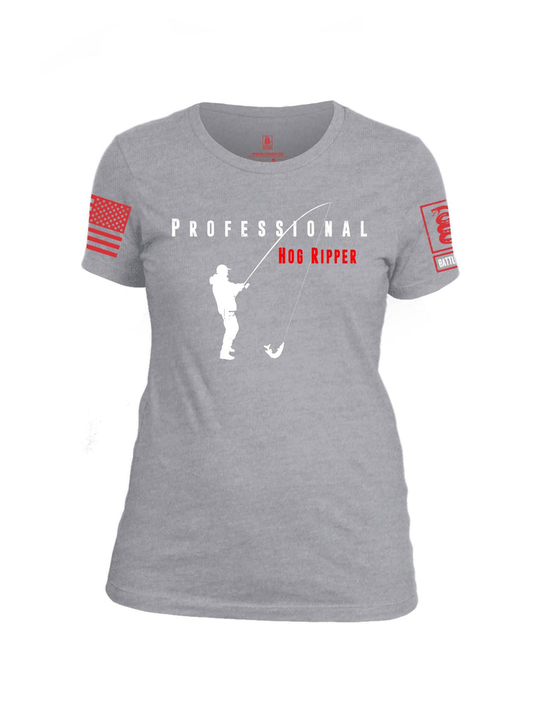 Battleraddle Professional Hog Ripper Red Sleeve Print Womens Cotton Crew Neck T Shirt shirt|custom|veterans|Apparel-Womens T Shirt-cotton