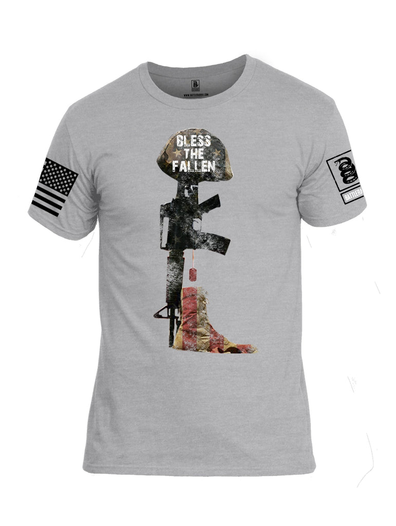 Battleraddle Bless The Fallen Black Sleeve Print Mens Cotton Crew Neck T Shirt