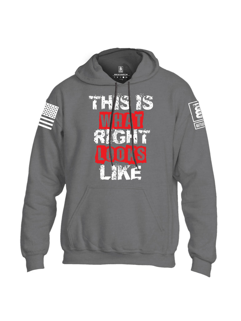 Battleraddle This Is What Right Looks Like White Sleeve Print Mens Blended Hoodie With Pockets