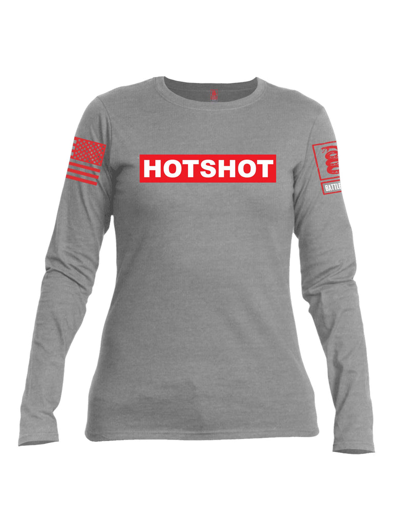 Battleraddle Supreme Hotshot Firefighter Red Sleeve Print Womens Cotton Long Sleeve Crew Neck T Shirt