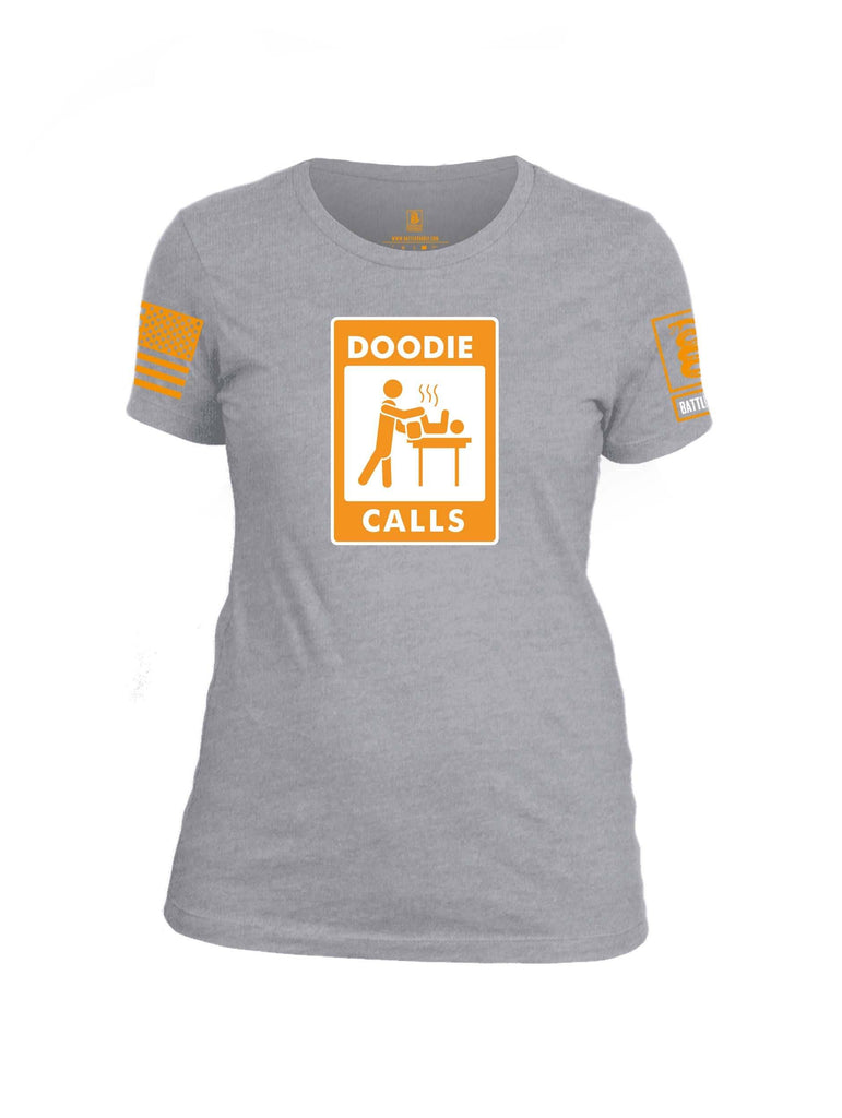 Battleraddle Doodie Calls Orange Sleeve Print Womens Cotton Crew Neck T Shirt shirt|custom|veterans|Apparel-Womens T Shirt-cotton